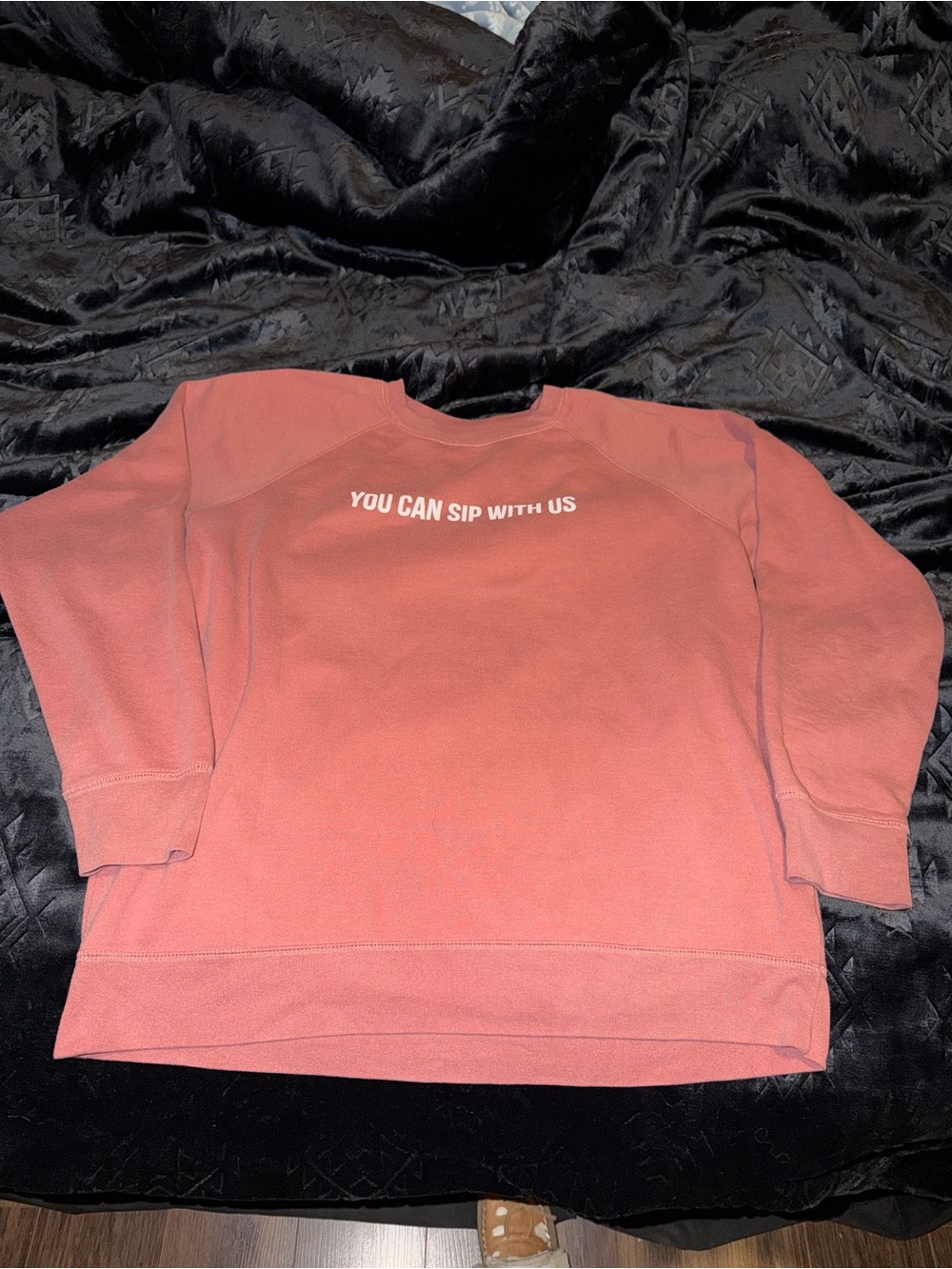 Brunette The Label Pink Slogan Crewneck - "You Can Sip With Us"